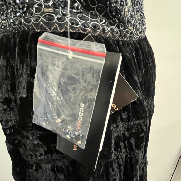 BCBGMaxAzria black skirt crushed velvet beaded NWT M paisley - Picture 3 of 8